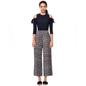 NEW REBECCA TAYLOR SWEET BRIAR BLACK WHITE PRINT HIGH RISE WIDE LEG TROUSER PANT